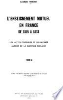 L'enseignement mutuel en France de 1815 à 1833