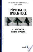 L'épreuve de linguistique à l'agrégation interne d'anglais