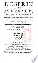 L'esprit des journaux françois et étrangers