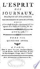 L'Esprit des journaux, françois et étrangers