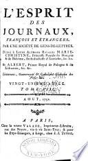 L'Esprit des journaux, françois et étrangers