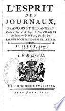 L'Esprit des journaux, françois et étrangers