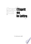 L'esprit ou la lettre