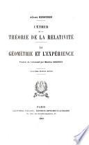 L'éther et la théorie de la relativité