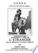 L'Etranger dans la littérature et la pensée anglaises