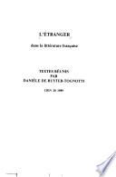 L'Étranger dans la littérature française