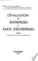 L'Evaluation des entreprises et parts d'entreprises