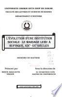 L'évolution d'une institution sociale
