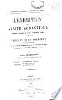 L'exemption de visite monastique