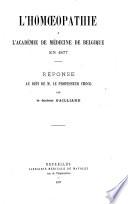 L'homoeopathie à l'Académie de médecine de Belgique en 1877