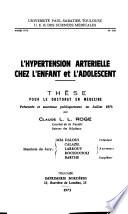 L'Hypertension arterielle chez l'enfant et l'adolescent