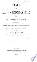 L'idée de la personnalité dans la psychologie moderne