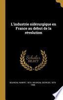 L'Industrie Sidérurgique En France Au Début de la Révolution