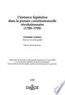L'instance législative dans la pensée constitutionnelle révolutionnaire