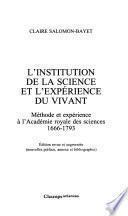 L'institution de la science et l'expérience du vivant