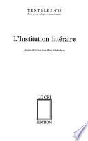 L'institution littéraire