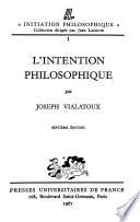 L'intention philosophique