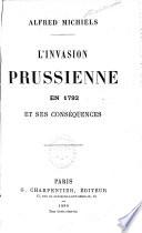 L'invasion prussienne en 1792 et ses conséquences