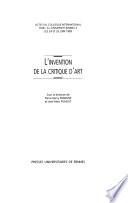 L'invention de la critique d'art