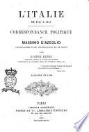 L'Italie de 1847 a 1865 correspondance politique de Massimo d'Azeglio
