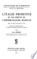 L'Italie primitive et les débuts de l'impérialisme romain