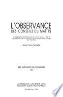 L'observance des conseils du maître