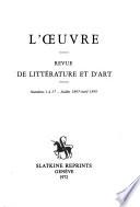 L'Oeuvre; revue de littérature et d'art