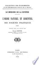 L'ordre natural et essentiel de sociétés politiques, 1767