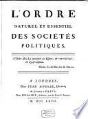L'ordre naturel et essentiel des sociétés politiques