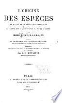 L'origine des espèces au moyen de la sélection naturelle, ou La lutte pour l'existence dans la nature