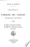 L'origine des langues, des religions et des peuples