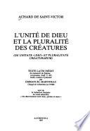 L'unite de Dieu et la pluralite des creatures