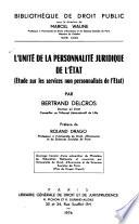 L'unité de la personnalité juridique de l'État