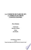 La Commune de Paris de 1871 à l'épreuve du droit constitutionnel