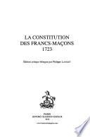 La Constitution des francs-maçons 1723