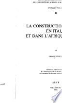 La construction publique en Italie et dans l'Afrique romaine