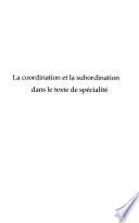 La coordination et la subordination dans le texte de spécialité