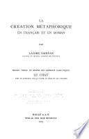 La création métaphorique en français et en roman: Le chat, avec un appendice sur la fouine, le singe et les strigiens