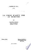 La crise d'août 1988 au Burundi