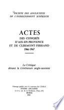 La Critique devant la littérature anglo-saxonne ...