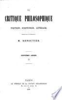 La critique philosophique, politique, scientifique, littéraire