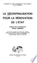 La Décentralisation pour la rénovation de l'État
