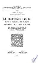 La désinence ance dans le vocabulaire français