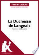 La Duchesse de Langeais d'Honoré de Balzac (Fiche de lecture)