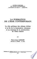 La formation de l'Irak contemporain