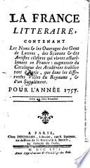 La France littéraire