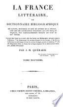 La France littéraire, ou Dictionnaire bibliographique des savants, historiens et gens de lettres de la France