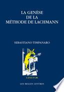 La Genese de La Methode de Lachmann
