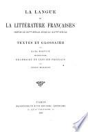 La langue et la littérature franc̜aises depuis le IXème siècle jusqu'au XIVème siècle