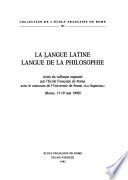 La Langue latine, langue de la philosophie